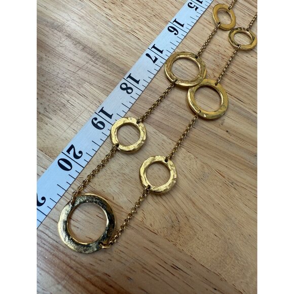 Janna Conner Gold Plated Toggle Necklace With Hammered Circle Links 20" Long - Picture 8 of 8